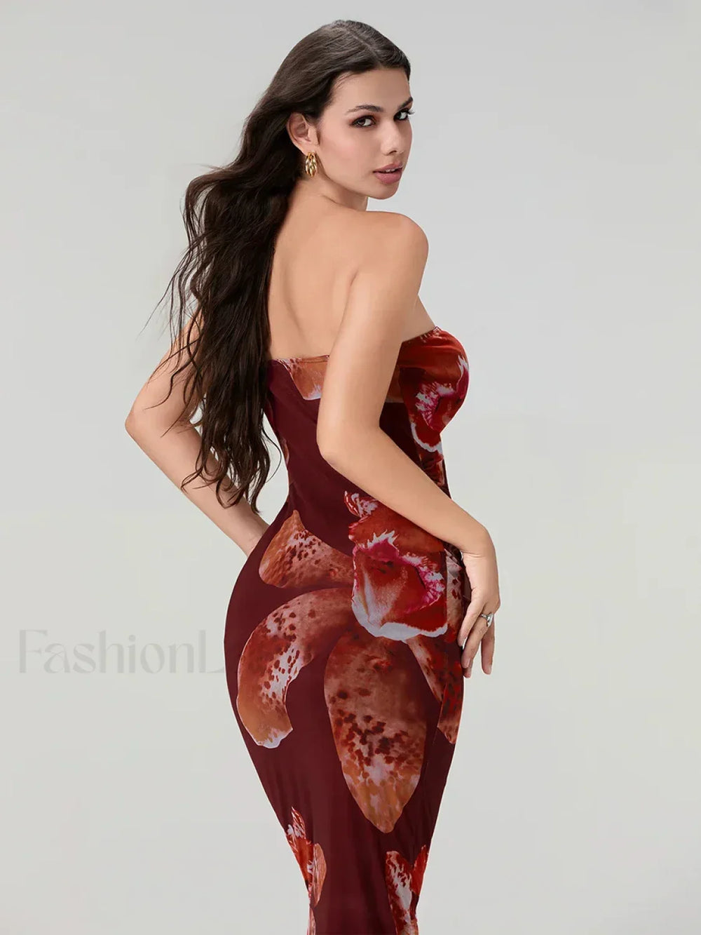 Bandeau Off Shoulder Floral Dress