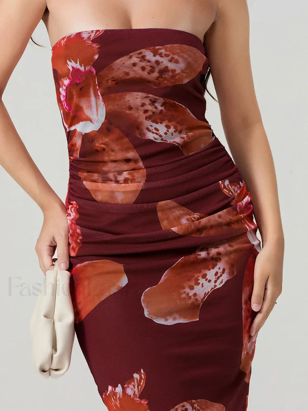 Bandeau Off Shoulder Floral Dress