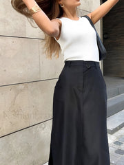 Basic Buttoned Maxi Skirt Skirts