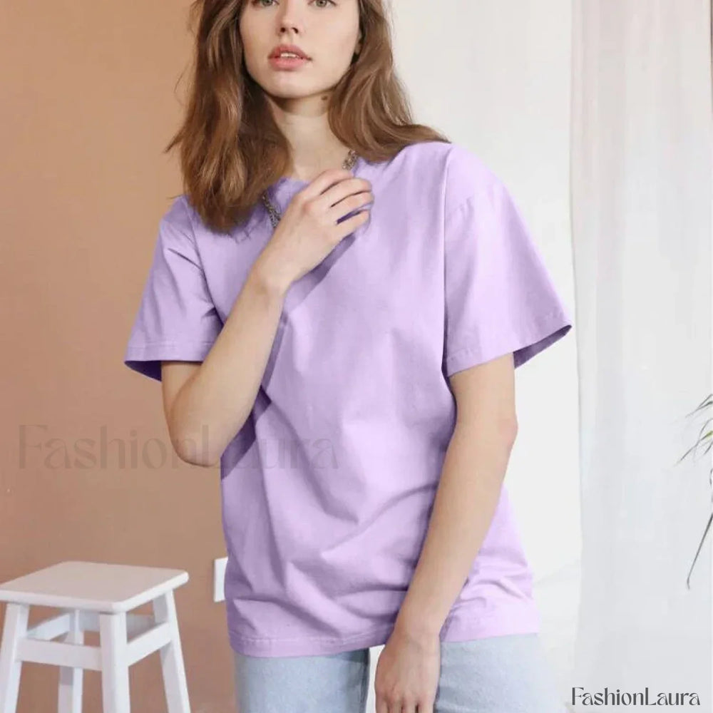 Basic Cotton Loose T Shirt Purple / M
