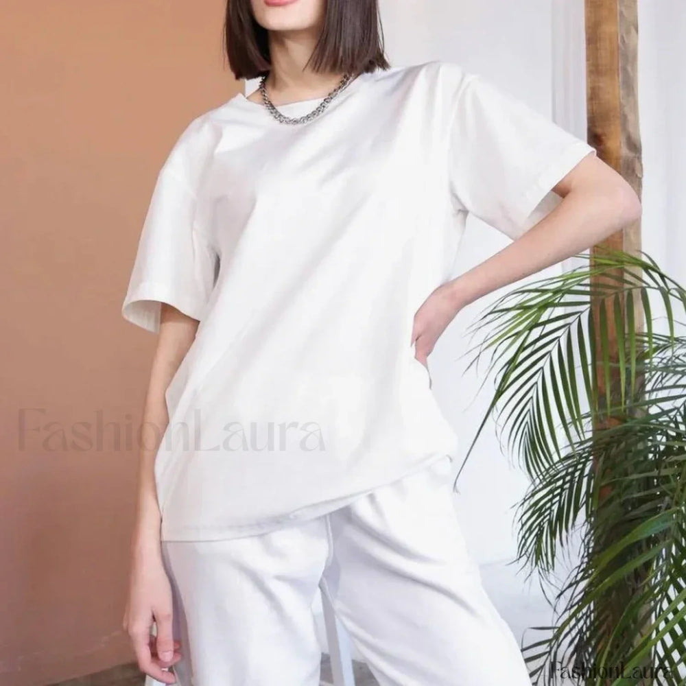 Basic Cotton Loose T Shirt White / M