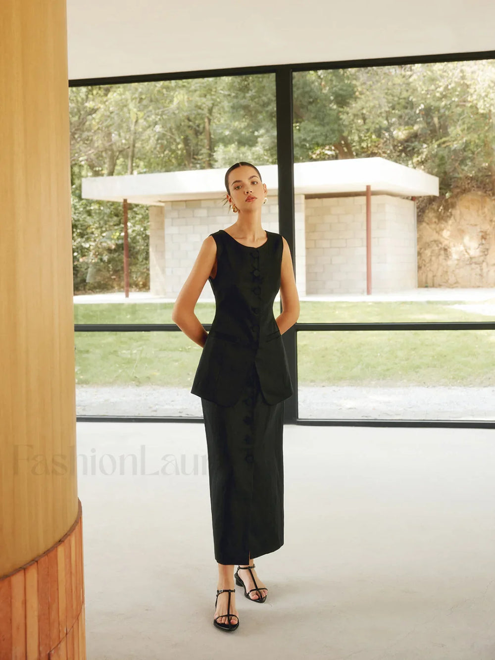 Basic Linen Graceful Blends Solid Vest Vests