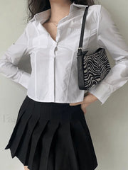 Basic Long Sleeve Button Blouse Shirts