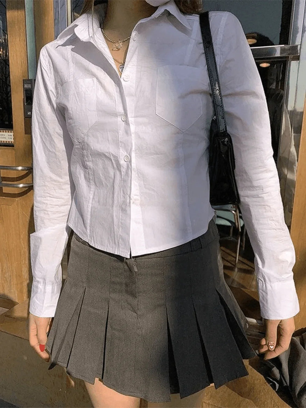 Basic Long Sleeve Button Blouse Shirts