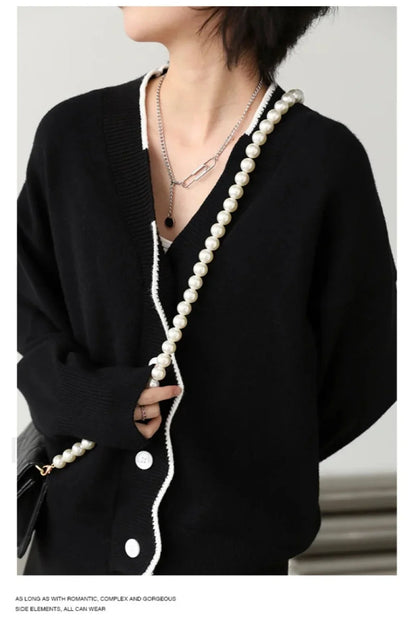 Basic V neck Loose Knit Cardigan