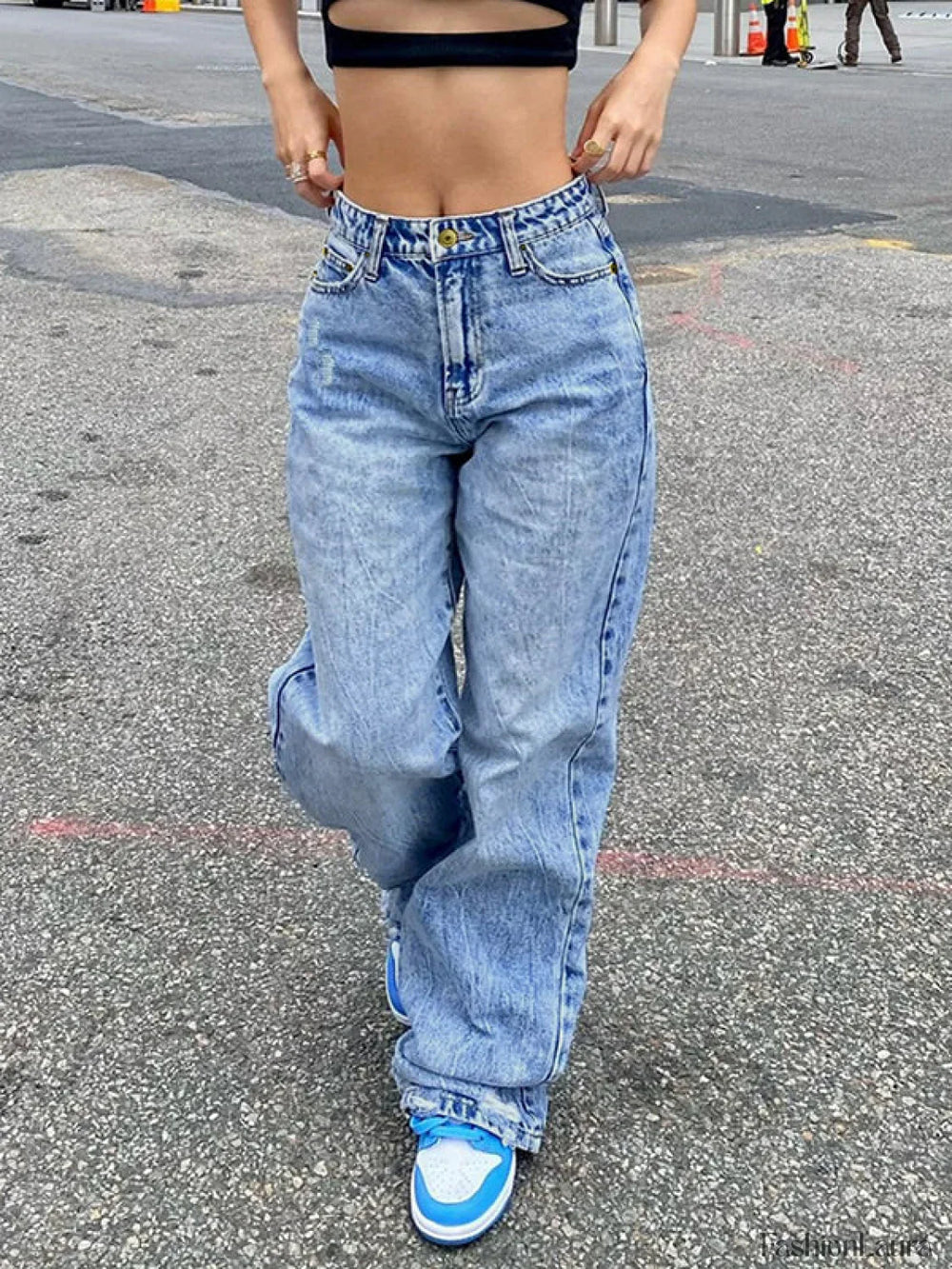Basic Wash Straight Leg Boyfriend Jeans Blue / S Boyfriend Jeans