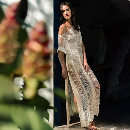 Bat Sleeve Knitted Skirt Cover Up APRICOT / One Size