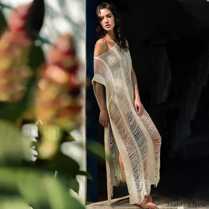 Bat Sleeve Knitted Skirt Cover Up APRICOT / One Size