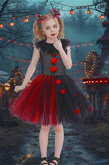 Red Clown Dress Kid Halloween Costume