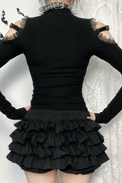 Gothic Cross Sheer Long Sleeve T-Shirt