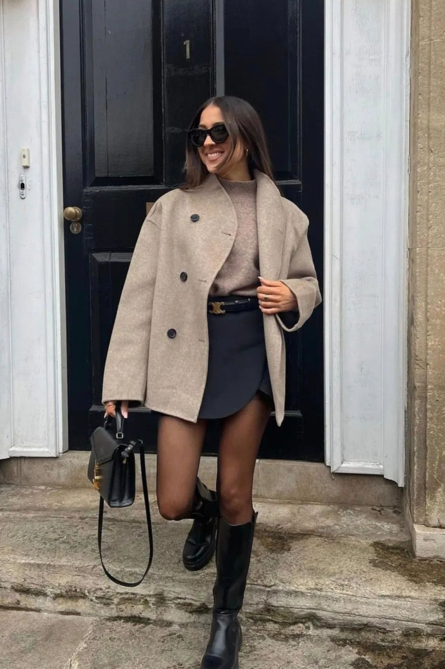 Short Double-Breasted Wool Jacket