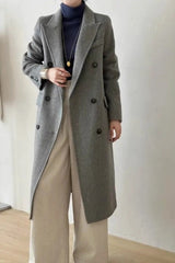 Elegant Double Breasted Wool Overcoat