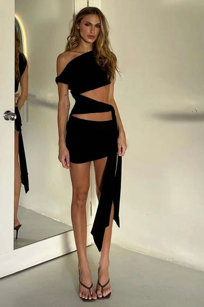 Irregular Hollow Mini Dress