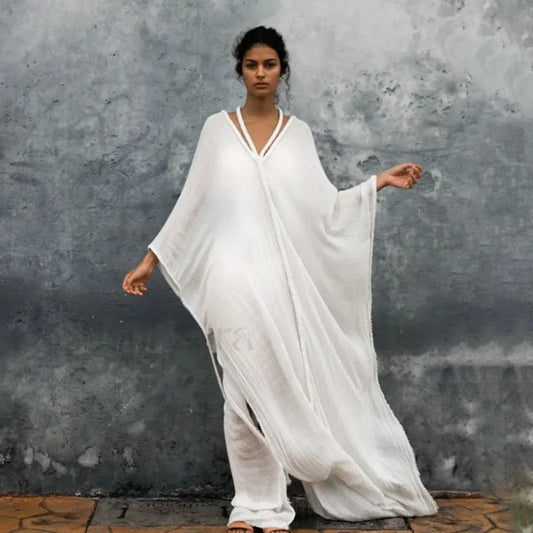 Beach Outing Long Shirt Cover Up WHITE / One Size