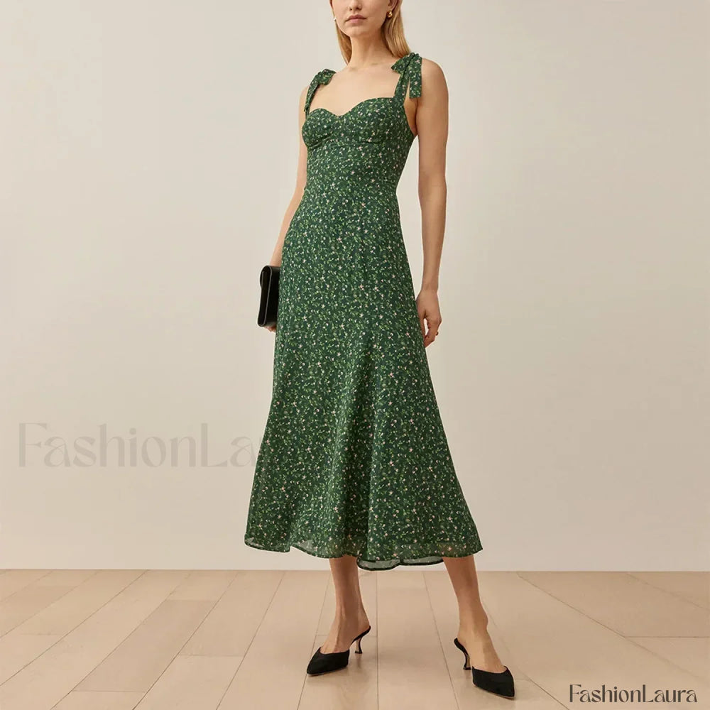 Beach Sweetheart Midi Floral Dress green2 / S