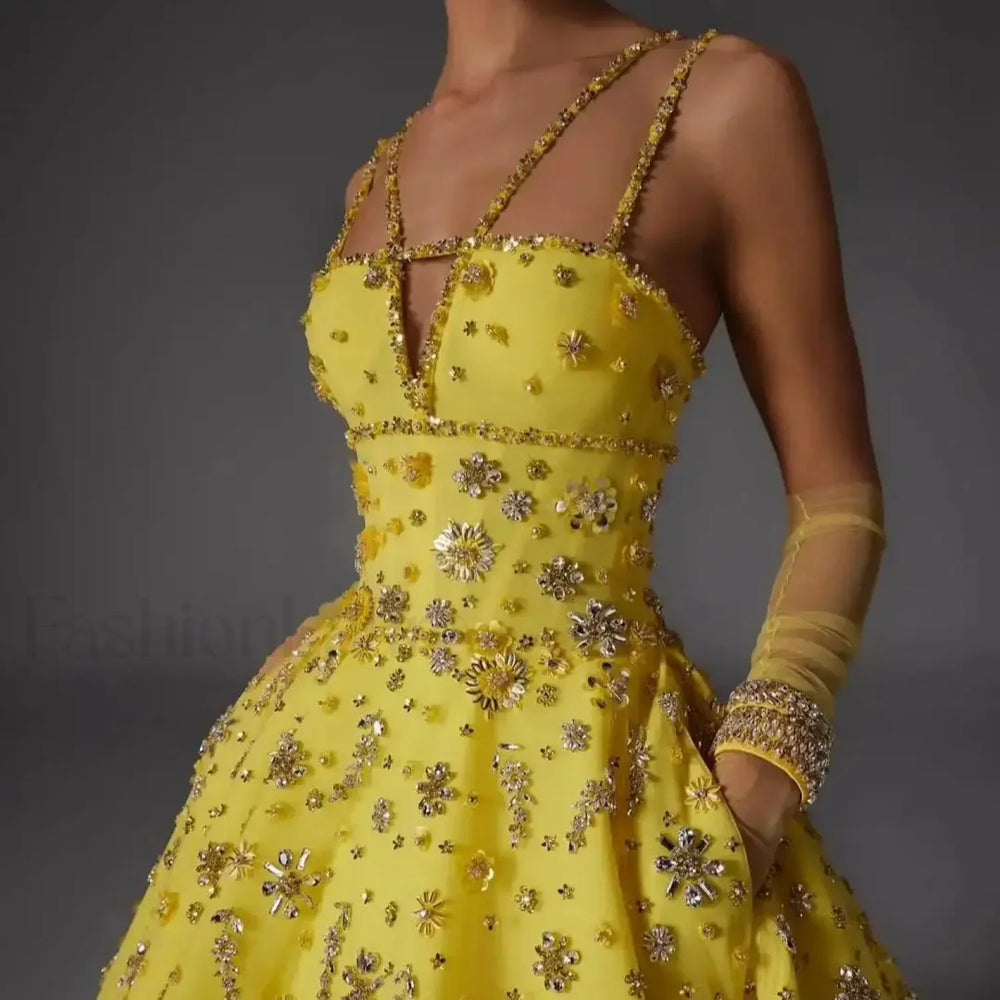 Beaded Floral Strap Maxi Dress