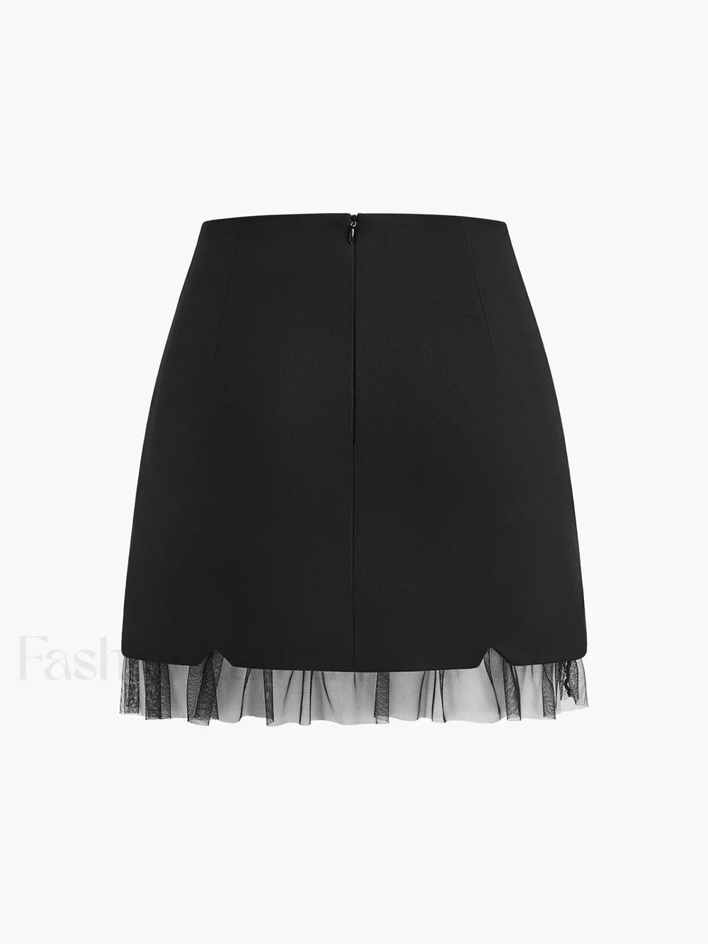 Beaded Tulle Trim A Line Skirt Skirts