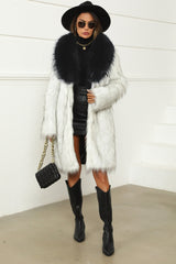 Long Plush Faux Fur Textured Overcoat