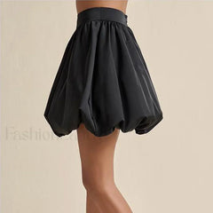 Belted Denim Puffball Skirt