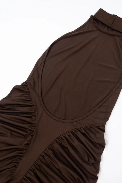 Turtleneck Backless Midi Dress