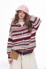 Rainbow Stripe Toggle Hooded Sweater