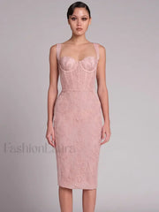 Black Lace Bandage Midi Dress