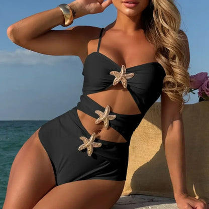 Black Push Up Closed Bodysuit One Piece