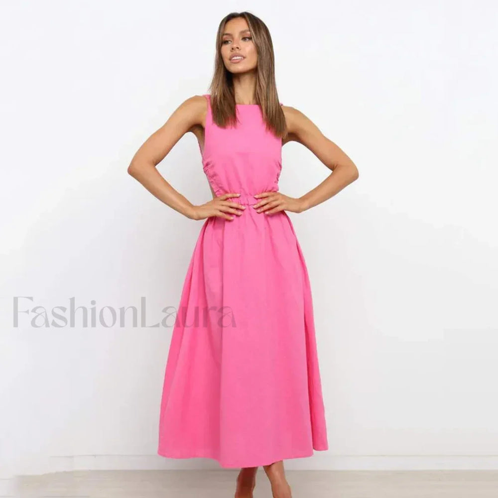 Black Spaghetti Strap Midi Dress Rose Red / S