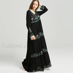 Black Tassel Vintage Boho Dress