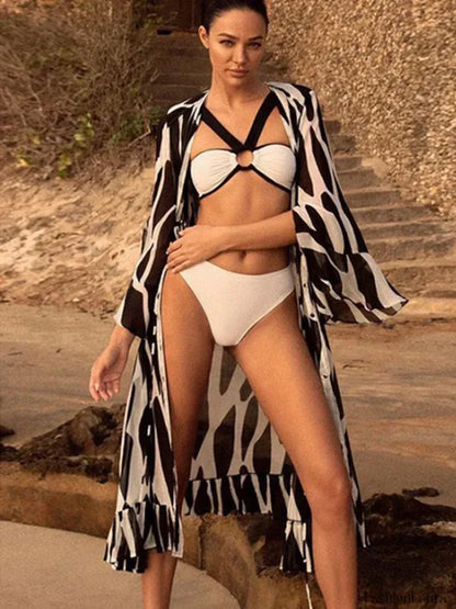 Black White Hollow Out Three Piece Set