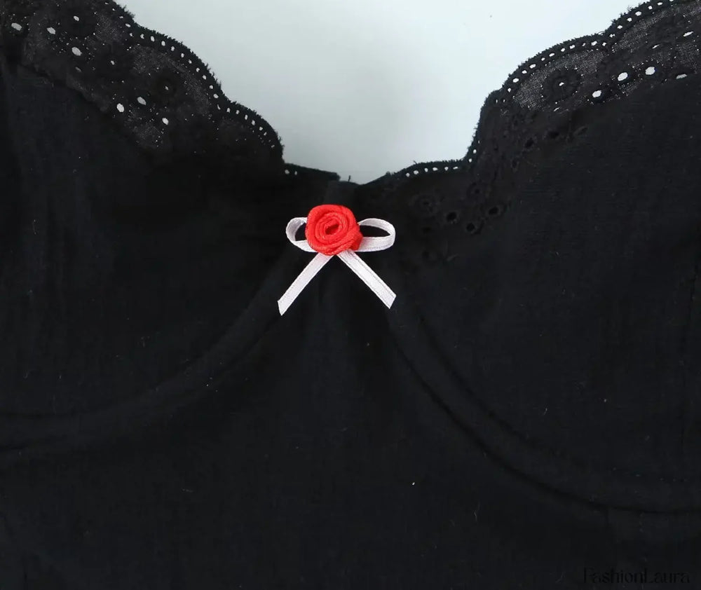 Black Wire Corset Cross Bandage Backless Cropped Tops Blouse