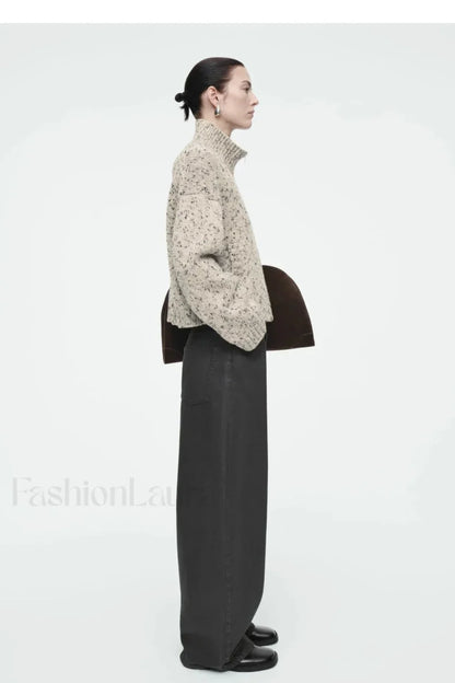 Blended Texture Zipper Cardigan