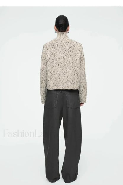 Blended Texture Zipper Cardigan