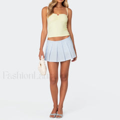 Blue Pleated Striped Skirt