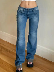 Blue Wash Low Waist Boyfriend Jeans Blue / S Boyfriend Jeans