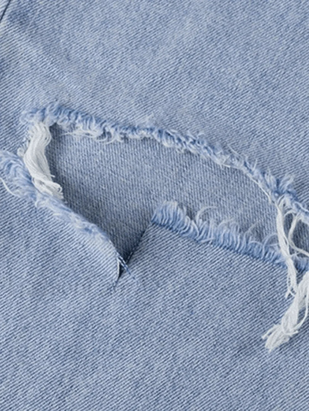 Blue Wash Straight Leg Knee Ripped Jeans Jeans