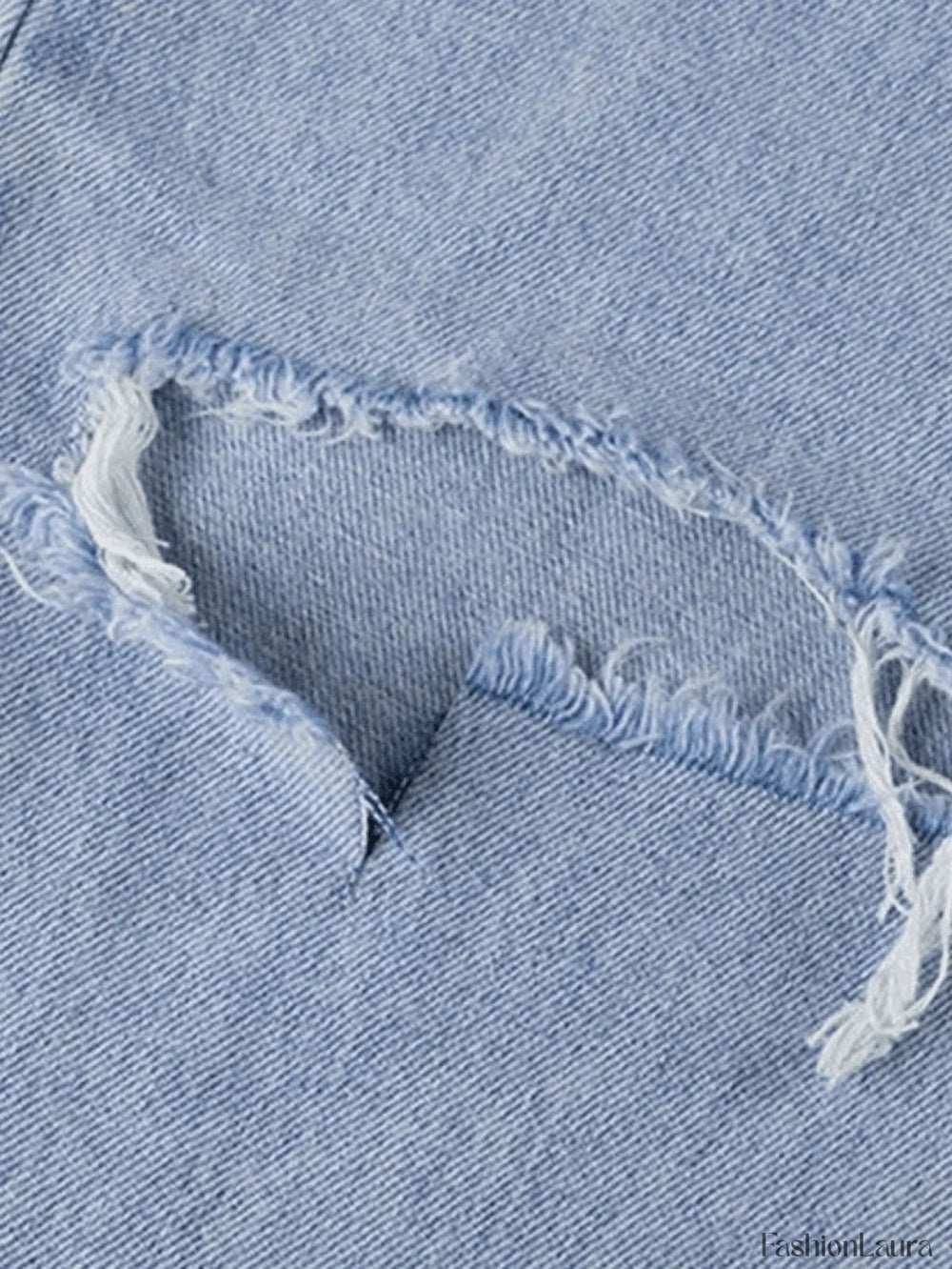 Blue Wash Straight Leg Knee Ripped Jeans Jeans