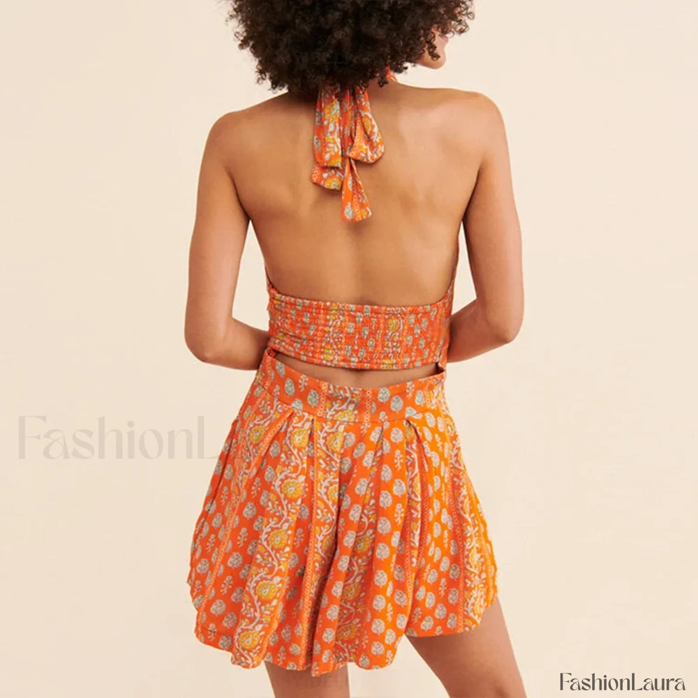 Bohemian Cross Strap Floral Dress