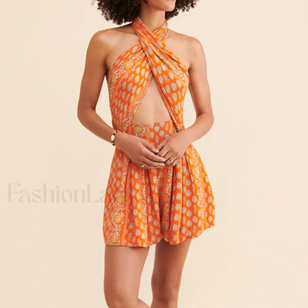 Bohemian Cross Strap Floral Dress