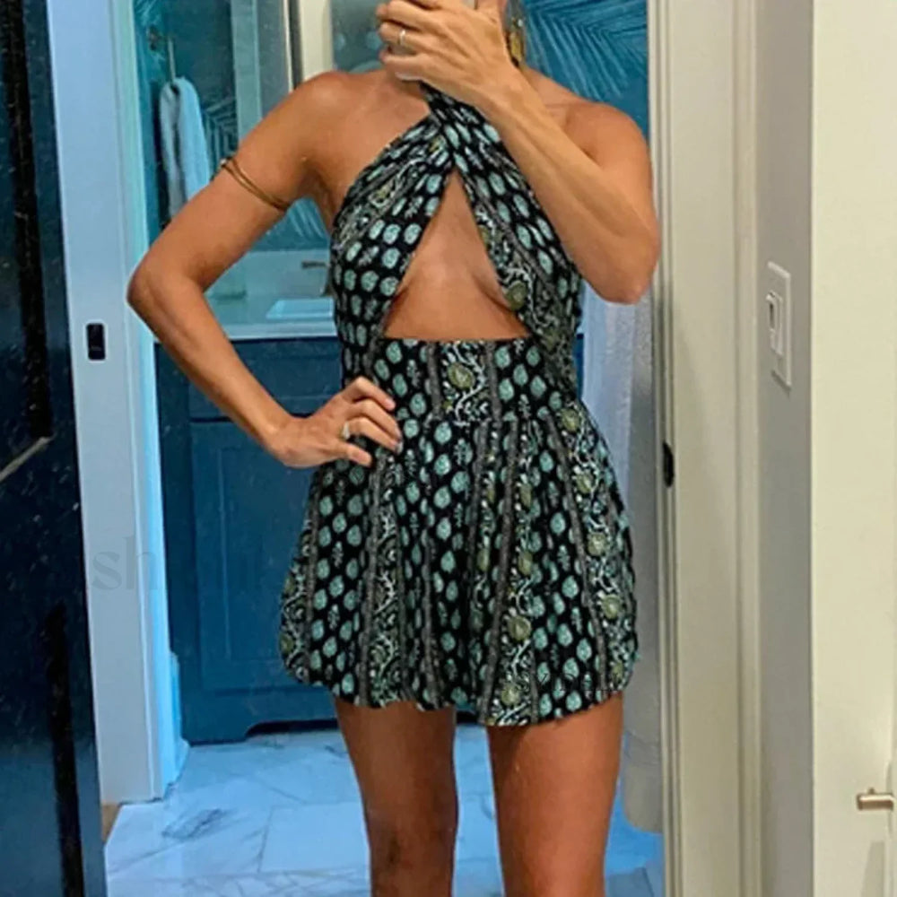 Bohemian Cross Strap Floral Dress