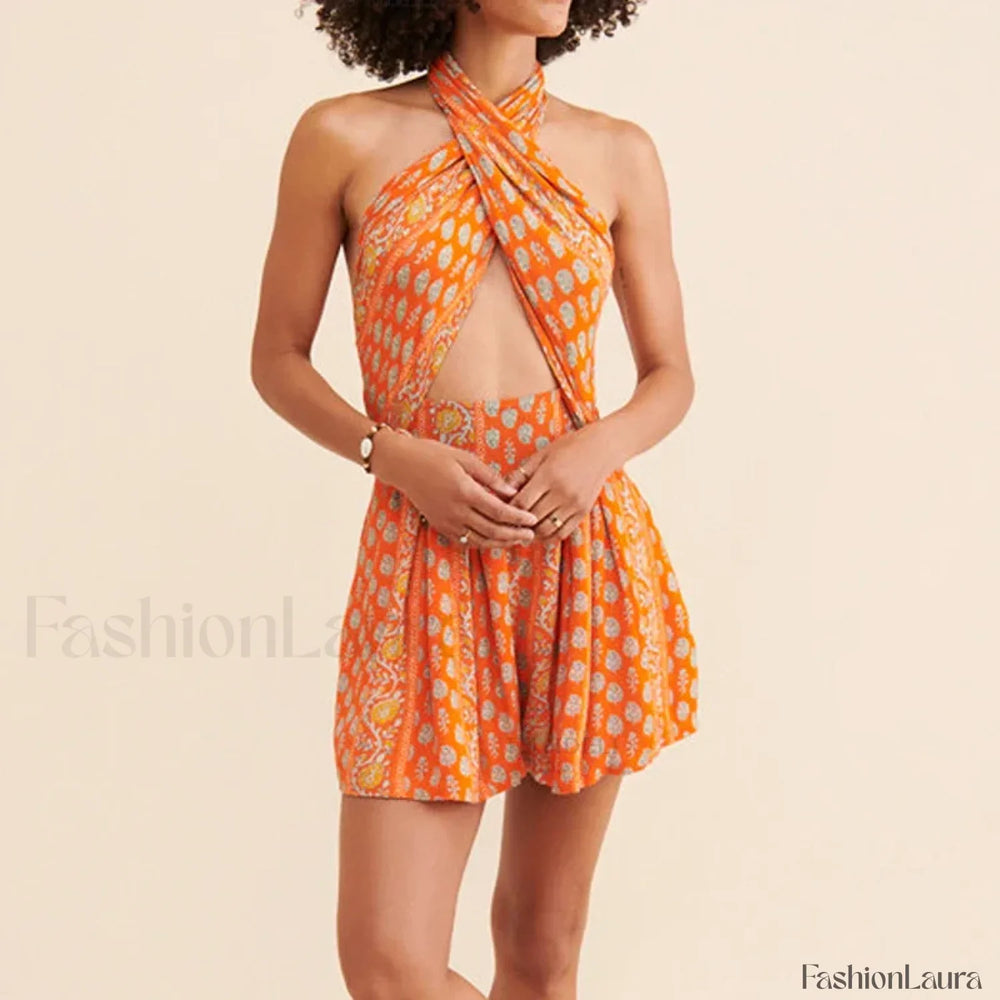 Bohemian Cross Strap Floral Dress