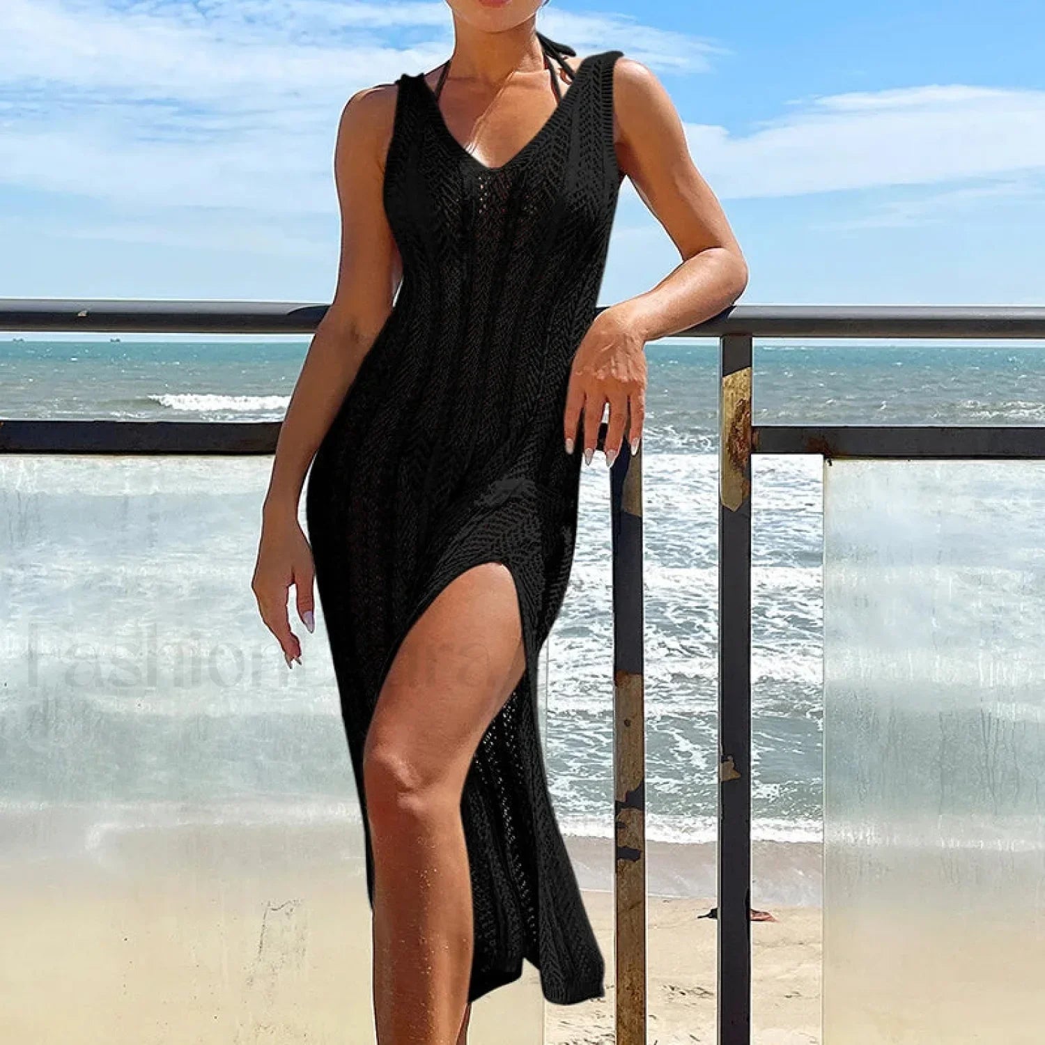 Bohemian Slim Long Beach Cover Up Black / One Size