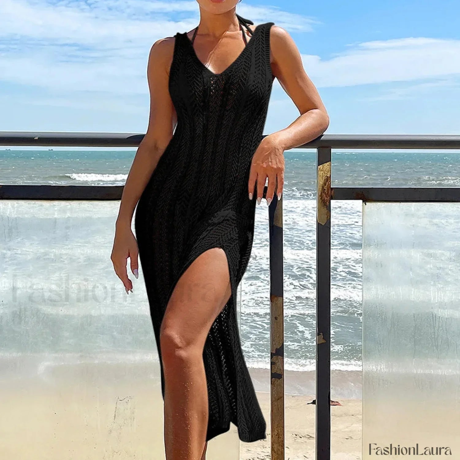 Bohemian Slim Long Beach Cover Up Black / One Size
