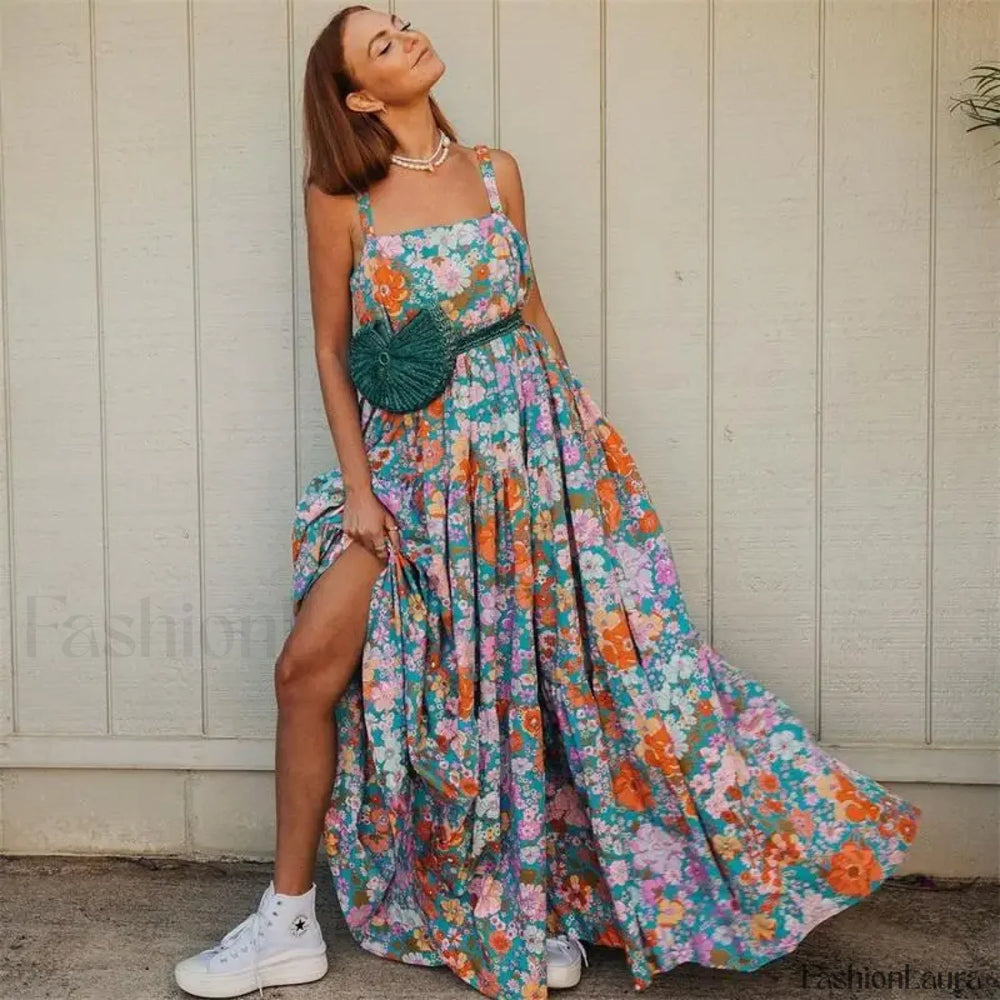 Bohemian Swing Strap Floral Dress Mixed / S