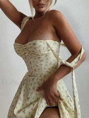 Boho Backless Strappy Floral Dress