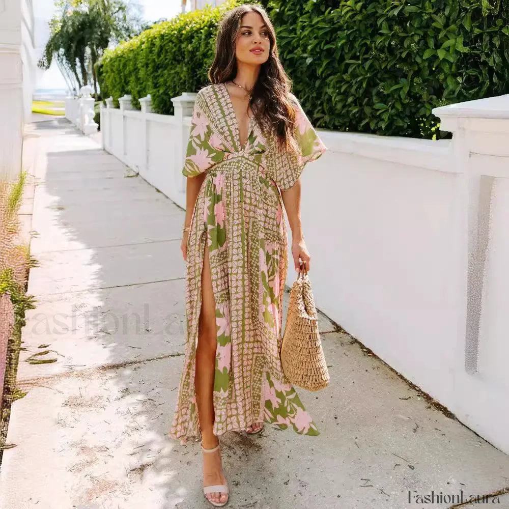 Boho Chiffon Maxi Floral Dress