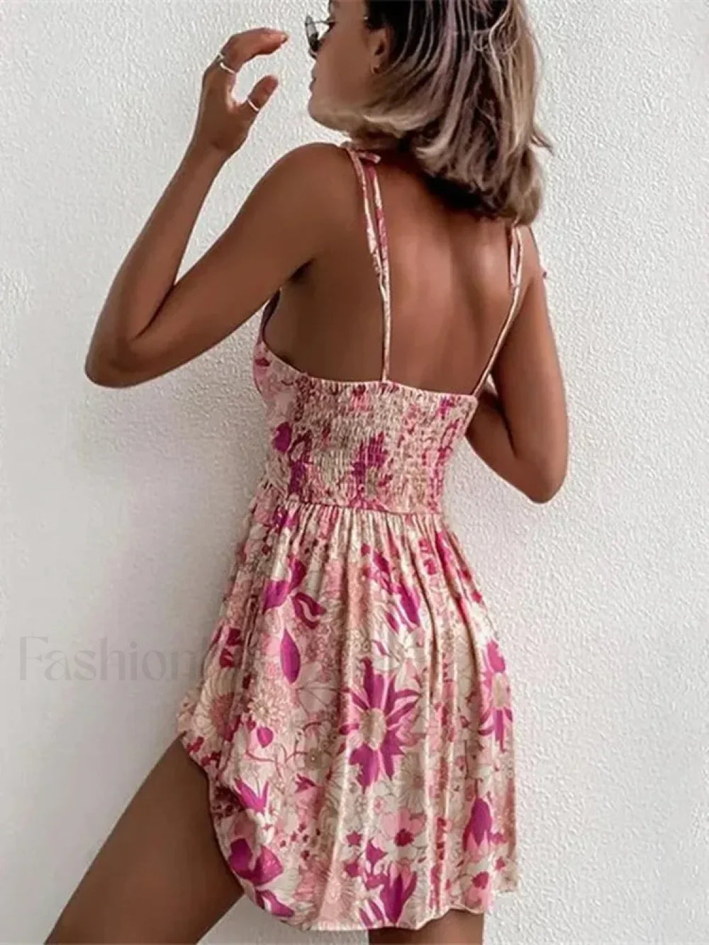 Boho Ruffle Backless Floral Dress