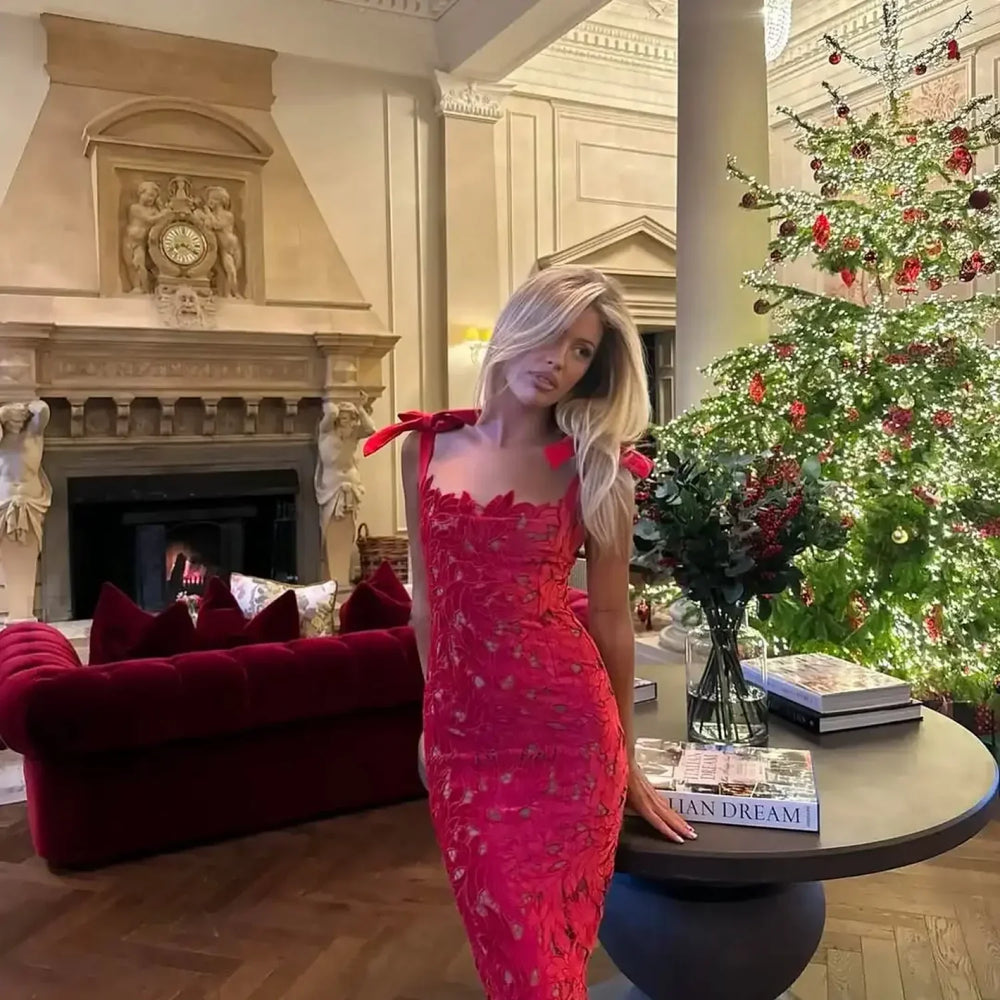 Bow Slim Sling Maxi Dress