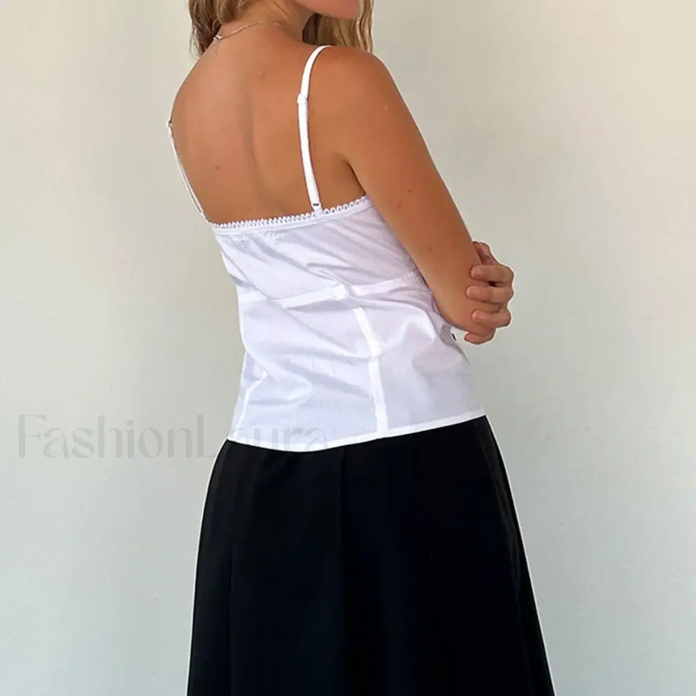 Bow V Neck Adjustable Crop Top