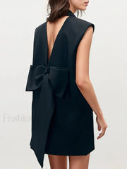 Bowknot Double Breasted Graceful Sleeveless Vest Black / XS Vests